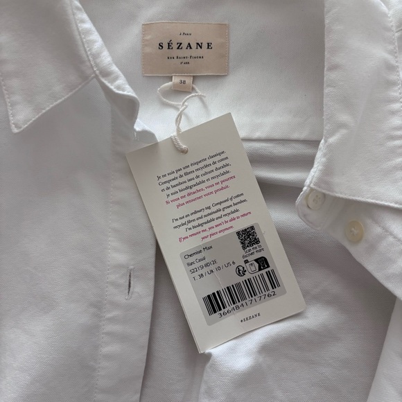 Sezane Max shirt NWT embroidered Maman size US 6 - Picture 3 of 5